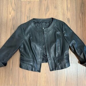 Italian Real Leather Cropped Jacket